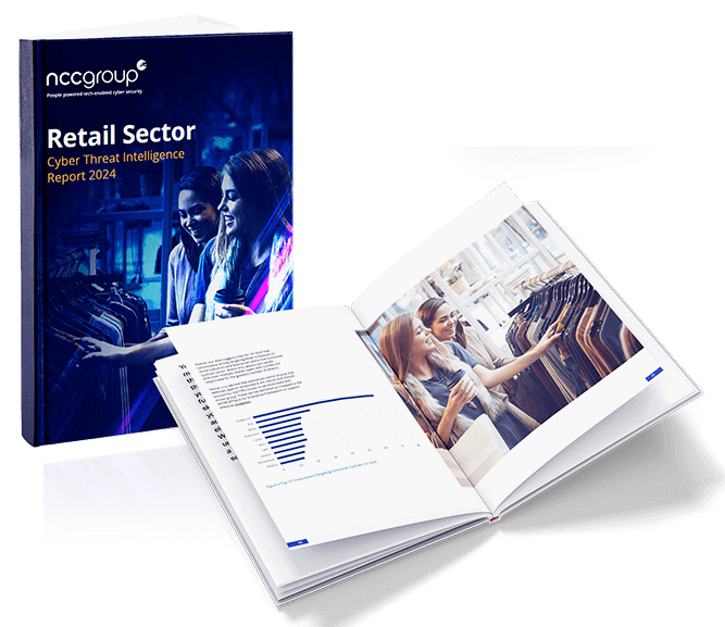 mock up booklet of NCC Group's Threat Intelligence report for the retail sector