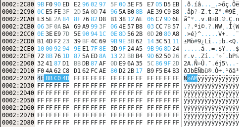 Hex dump of the preloader